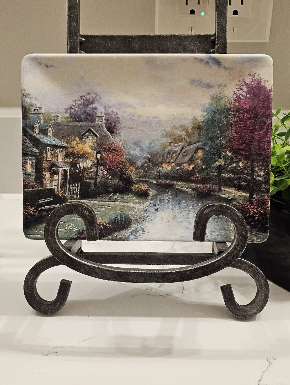 Lamplight Brooke By Thomas Kinkad -Decorative Plate-  Scenic River Cottage Home